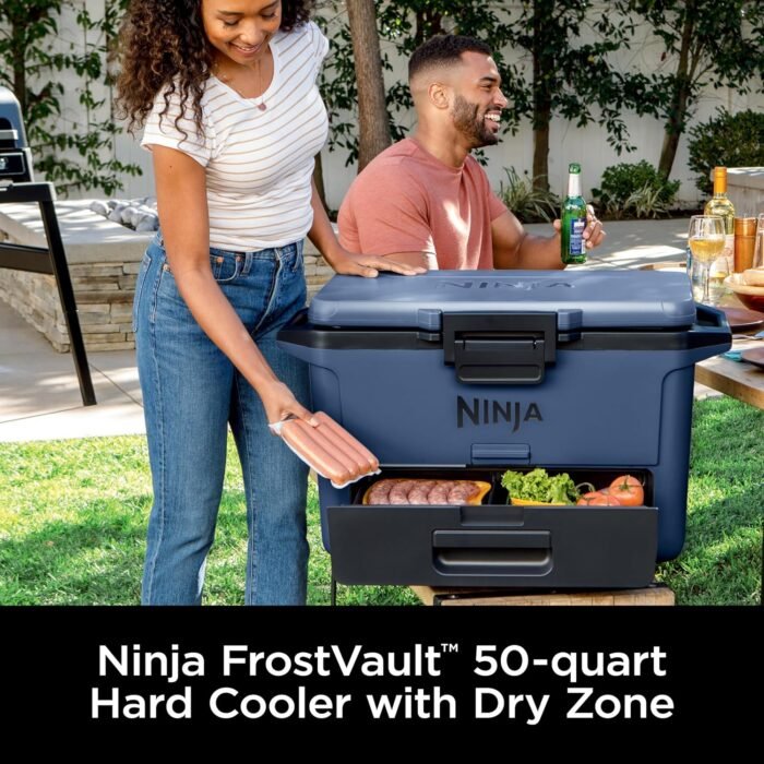 Ninja FB151BL FrostVault 50qt Hard Cooler with Dry Zone, Integrated Fridge-Temp Dry Storage Drawer, Premium Heavy-Duty Insulated Cooler, Keeps Ice for Days, Lakeshore Blue - Image 2