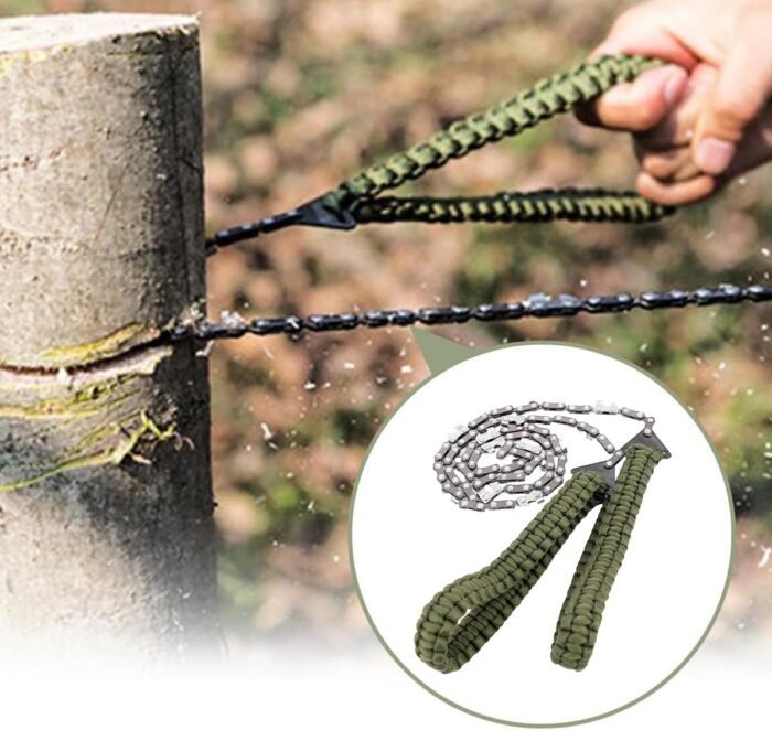 Pocket Chainsaw with Paracord Handle 24inch 11teeth Rope Saw Hand Saw Emergency Outdoor Survival Gear Folding Chain Wire Fast Wood & Tree Cutting Best for Camping Backpacking Hiking Hunting - Image 2