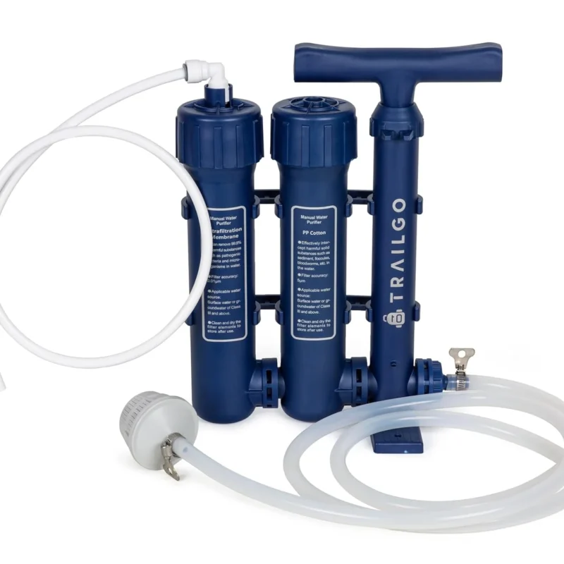 Pro Water Purifier Water Purification System for Survival - High-Volume Hand Pump Portable Water Filter for Group Camping, Backpacking, Emergency Preparedness - 3-Stage Water Filtration System