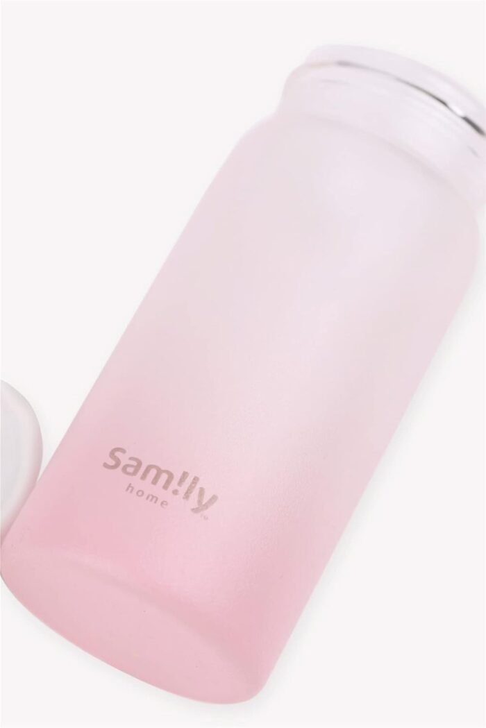 Samily 8oz Silicone Coated Small Glass Water Bottle with leak-proof Lid,Lightweight and portable for walking travel sport(Pink Bottle) - Image 2