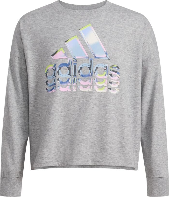 adidas Girls' Long Sleeve Waist Crew Tee T-Shirt